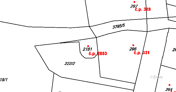 Dvůr Králové nad Labem 2853 na parcele st. 2181 v KÚ Dvůr Králové nad Labem, Katastrální mapa