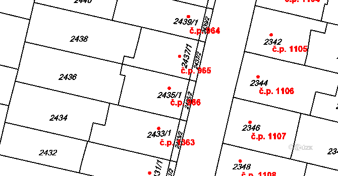 Strážnice 966 na parcele st. 2435/1 v KÚ Strážnice na Moravě, Katastrální mapa