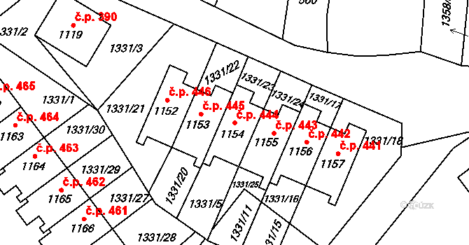 Žacléř 444 na parcele st. 1154 v KÚ Žacléř, Katastrální mapa