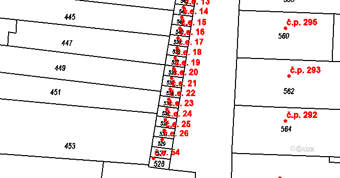 Opatovice 21 na parcele st. 534 v KÚ Opatovice u Rajhradu, Katastrální mapa