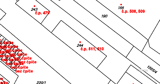 Zbýšov 510,511 na parcele st. 244 v KÚ Zbýšov u Oslavan, Katastrální mapa