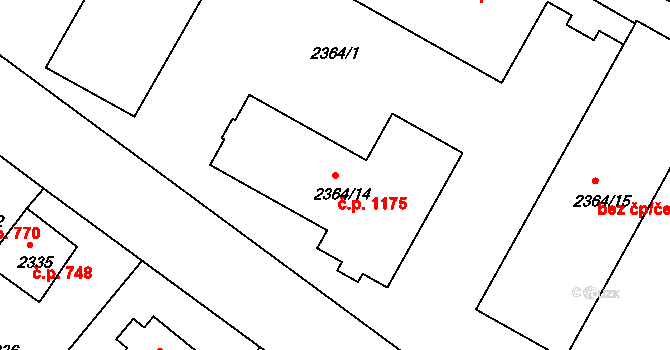 Jindřichův Hradec II 1175, Jindřichův Hradec na parcele st. 2364/14 v KÚ Jindřichův Hradec, Katastrální mapa