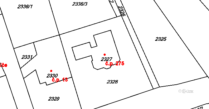 Třanovice 275 na parcele st. 2327 v KÚ Třanovice, Katastrální mapa