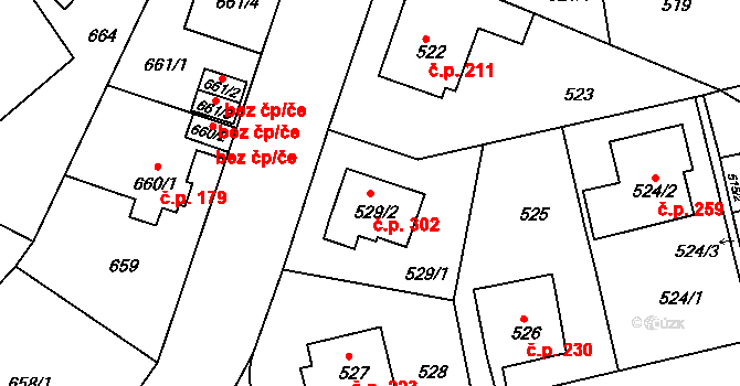 Děčín VII-Chrochvice 302, Děčín na parcele st. 529/2 v KÚ Chrochvice, Katastrální mapa
