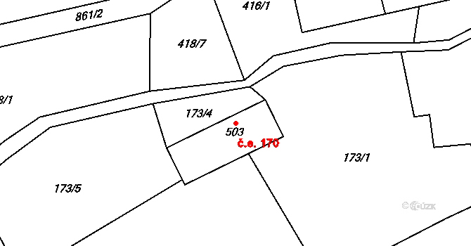 Čenkovice 170 na parcele st. 503 v KÚ Čenkovice, Katastrální mapa