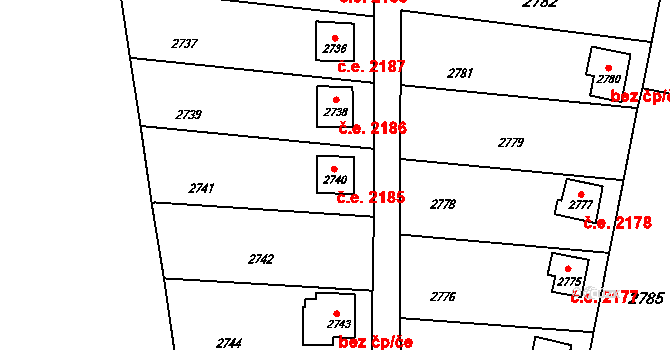 Horní Těrlicko 2185, Těrlicko na parcele st. 2740 v KÚ Horní Těrlicko, Katastrální mapa