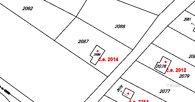 Horní Těrlicko 2014, Těrlicko na parcele st. 2086 v KÚ Horní Těrlicko, Katastrální mapa
