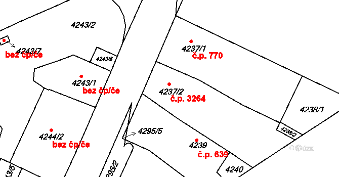Teplice 3264 na parcele st. 4237/2 v KÚ Teplice, Katastrální mapa
