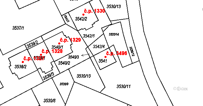 Frýdek 3496, Frýdek-Místek na parcele st. 3541 v KÚ Frýdek, Katastrální mapa
