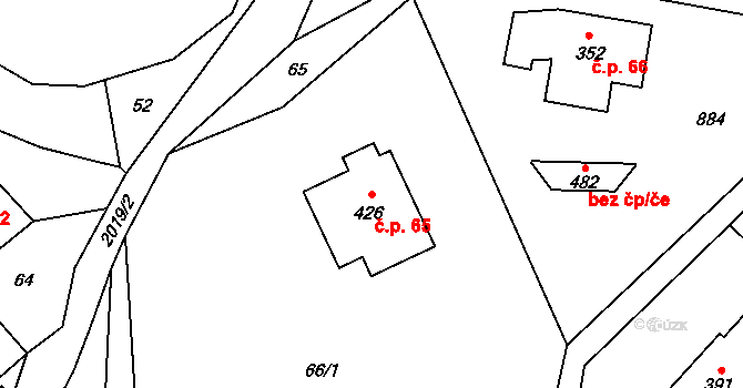 Horní Libchava 65 na parcele st. 426 v KÚ Horní Libchava, Katastrální mapa