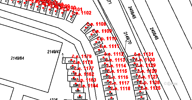 Dědice 1111, Vyškov na parcele st. 771/20 v KÚ Dědice u Vyškova, Katastrální mapa