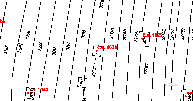 Nivnice 1038 na parcele st. 3278/2 v KÚ Nivnice, Katastrální mapa