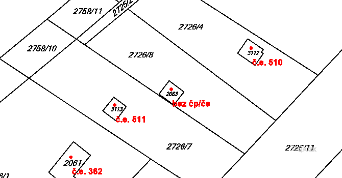 Česká Třebová 39404447 na parcele st. 2063 v KÚ Česká Třebová, Katastrální mapa