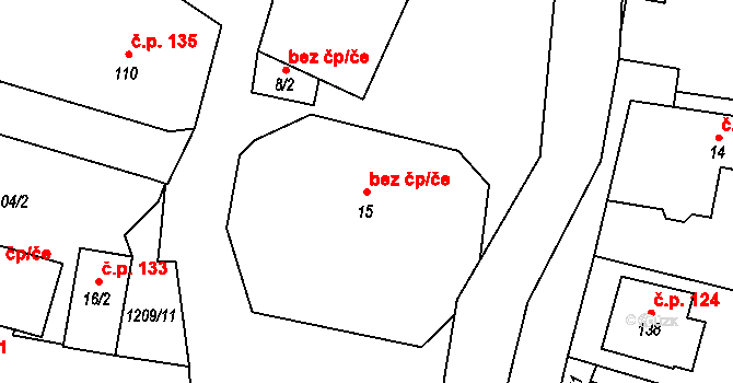 Bory 40711447 na parcele st. 15 v KÚ Horní Bory, Katastrální mapa
