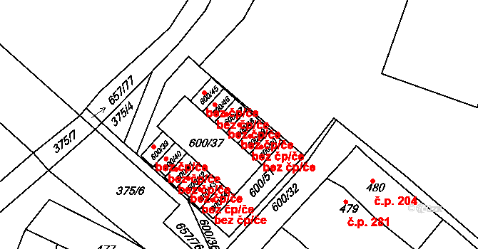 Litoměřice 41098447 na parcele st. 600/48 v KÚ Pokratice, Katastrální mapa