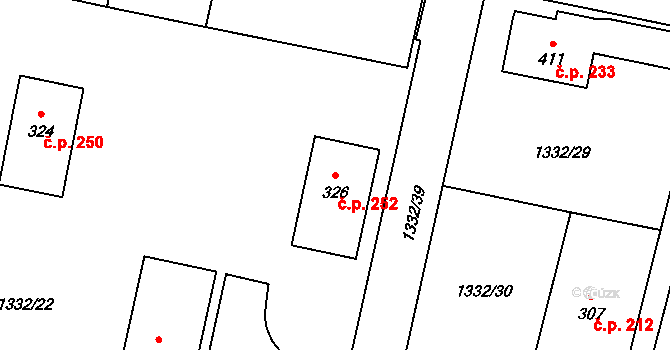 Kudlov 252, Zlín na parcele st. 326 v KÚ Kudlov, Katastrální mapa