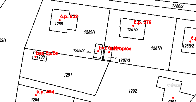 Chrást 41428447 na parcele st. 1289/2 v KÚ Chrást u Plzně, Katastrální mapa
