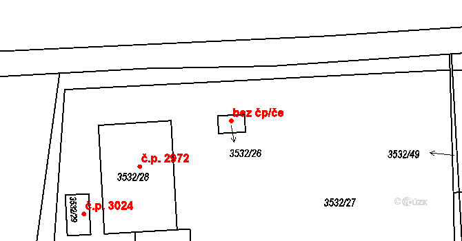 Česká Lípa 42244447 na parcele st. 3532/26 v KÚ Česká Lípa, Katastrální mapa