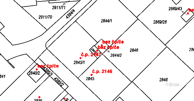 Teplice 45137447 na parcele st. 2843/2 v KÚ Teplice, Katastrální mapa
