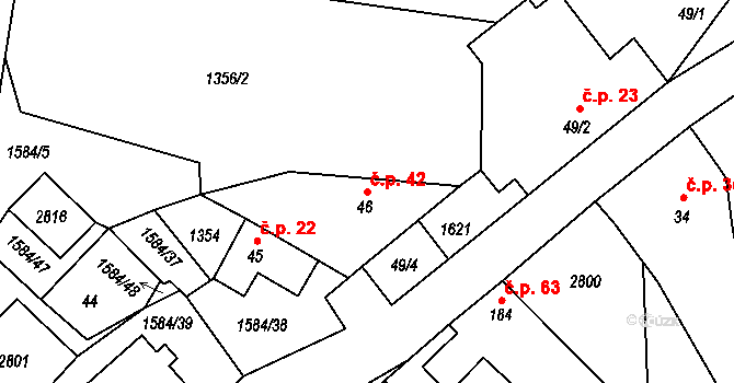 Lhotka 42, Hradčovice na parcele st. 46 v KÚ Lhotka u Hradčovic, Katastrální mapa