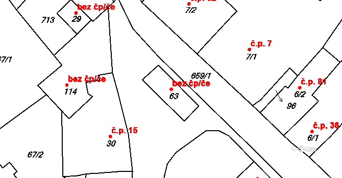 Líšťany 49066447 na parcele st. 63 v KÚ Líšťany, Katastrální mapa
