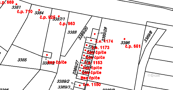 Brno 49373447 na parcele st. 3395 v KÚ Líšeň, Katastrální mapa