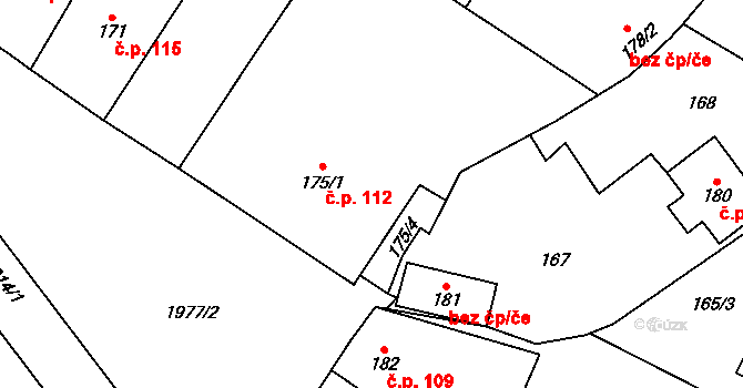 Ronov nad Doubravou 112 na parcele st. 175/1 v KÚ Ronov nad Doubravou, Katastrální mapa