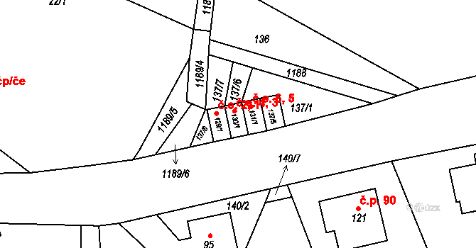 Řehořov 4, Kamenice na parcele st. 130/1 v KÚ Řehořov, Katastrální mapa