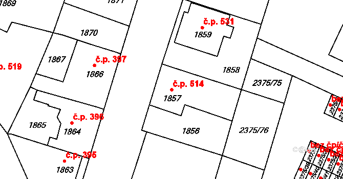 Holice 514 na parcele st. 1857 v KÚ Holice v Čechách, Katastrální mapa