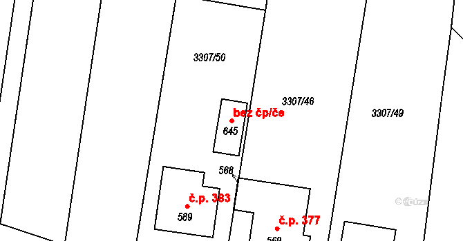Višňové 77411447 na parcele st. 645 v KÚ Višňové, Katastrální mapa