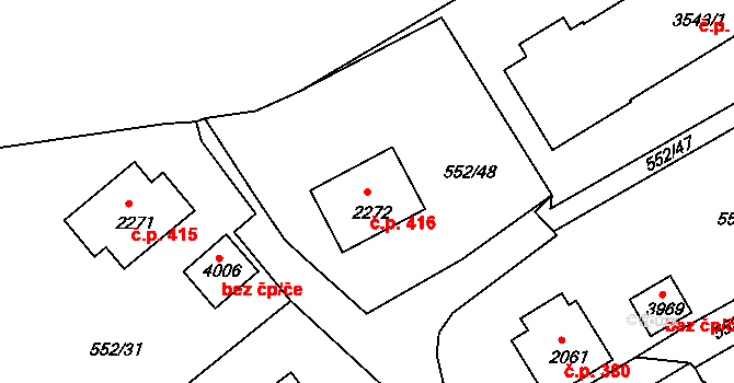 Horní Brána 416, Český Krumlov na parcele st. 2272 v KÚ Český Krumlov, Katastrální mapa