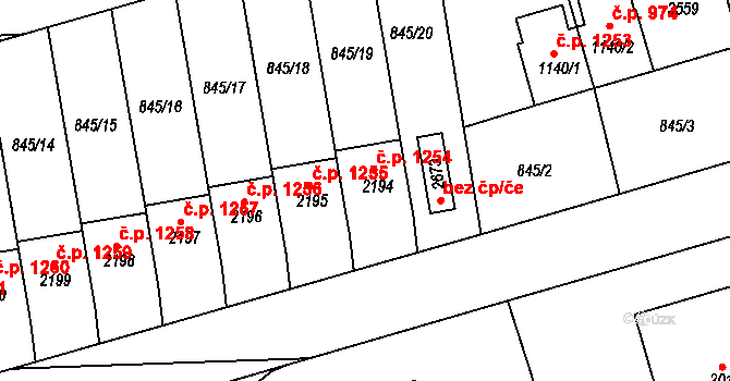 Humpolec 1254 na parcele st. 2194 v KÚ Humpolec, Katastrální mapa