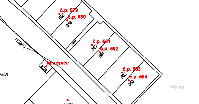 Červený Kostelec 582 na parcele st. 561 v KÚ Červený Kostelec, Katastrální mapa