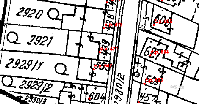 Kostice 471 na parcele st. 439 v KÚ Kostice, Katastrální mapa