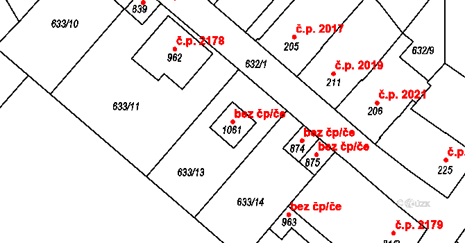 Roudnice nad Labem 103963448 na parcele st. 1061 v KÚ Podlusky, Katastrální mapa