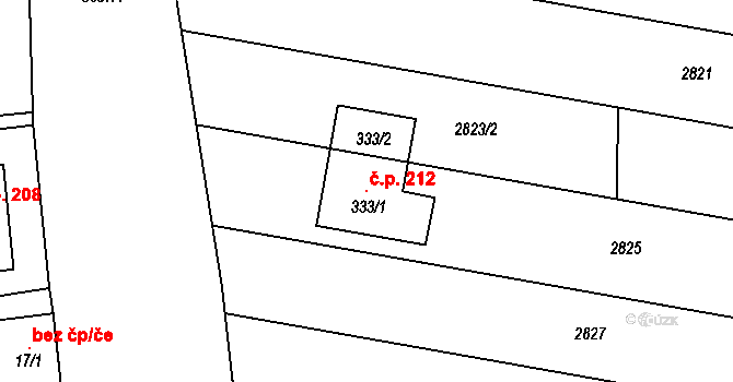 Lipník nad Bečvou VI-Loučka 212, Lipník nad Bečvou na parcele st. 333/1 v KÚ Loučka, Katastrální mapa