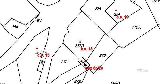Heřmanice 13, Žandov na parcele st. 277/1 v KÚ Heřmanice u Žandova, Katastrální mapa