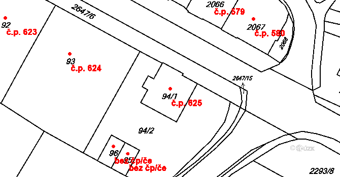 Rýmařov 625 na parcele st. 94/1 v KÚ Rýmařov, Katastrální mapa