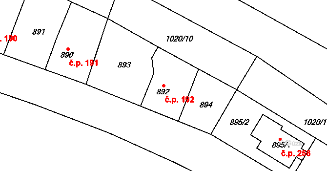 Krmelín 192 na parcele st. 892 v KÚ Krmelín, Katastrální mapa