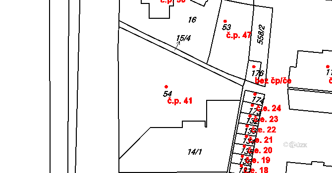Hrobčice 41 na parcele st. 54 v KÚ Hrobčice, Katastrální mapa