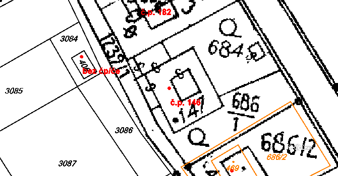 Opatovec 146 na parcele st. 147 v KÚ Opatovec, Katastrální mapa