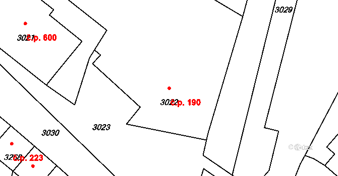 Mimoň I 190, Mimoň na parcele st. 3022 v KÚ Mimoň, Katastrální mapa