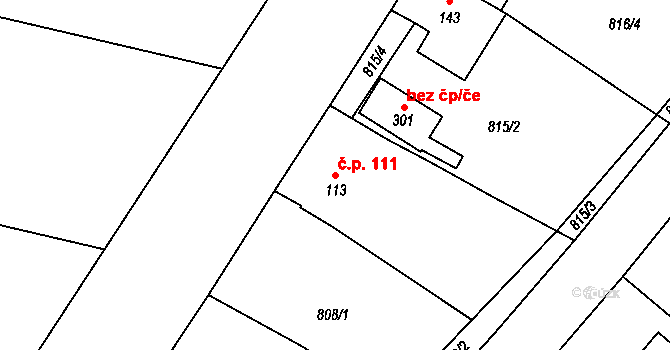Vitín 111 na parcele st. 113 v KÚ Vitín, Katastrální mapa