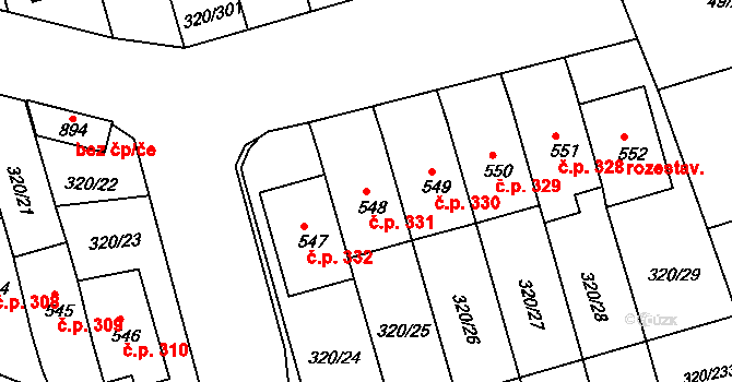 Přední Ptákovice 331, Strakonice na parcele st. 548 v KÚ Přední Ptákovice, Katastrální mapa