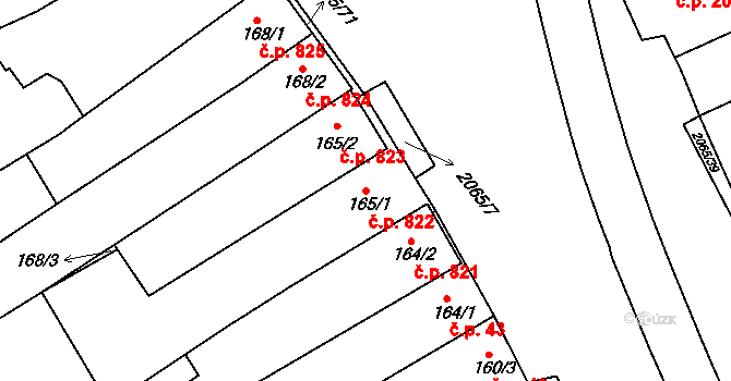 Mařatice 822, Uherské Hradiště na parcele st. 165/1 v KÚ Mařatice, Katastrální mapa