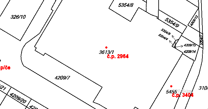 Břeclav 2964 na parcele st. 3613/1 v KÚ Břeclav, Katastrální mapa