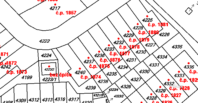 Řečkovice 1876, Brno na parcele st. 4236 v KÚ Řečkovice, Katastrální mapa