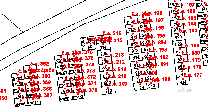 Postoloprty 214 na parcele st. 905 v KÚ Postoloprty, Katastrální mapa