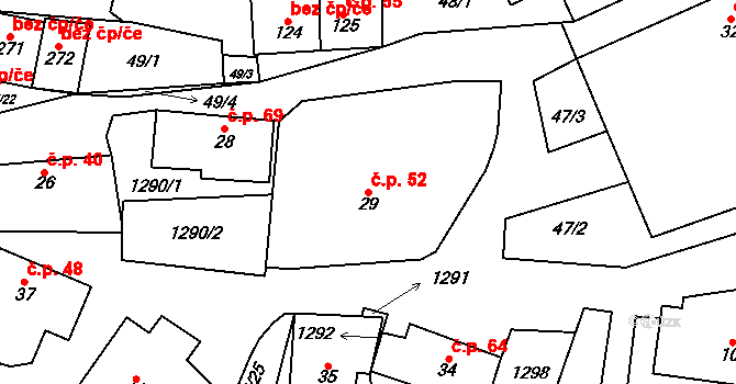 Černovice 52 na parcele st. 29 v KÚ Černovice u Kunštátu, Katastrální mapa