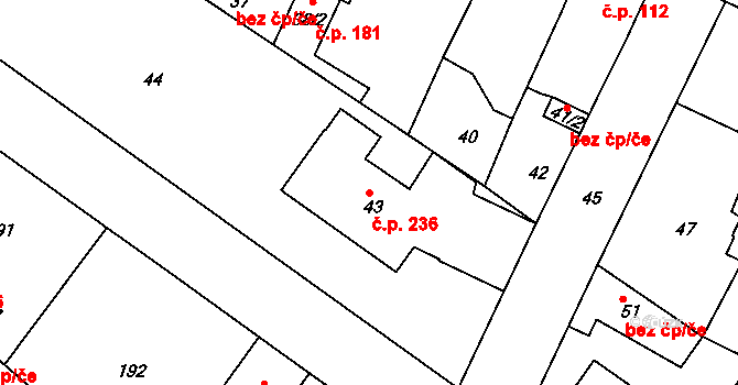 Běhánky 236, Dubí na parcele st. 43 v KÚ Běhánky, Katastrální mapa